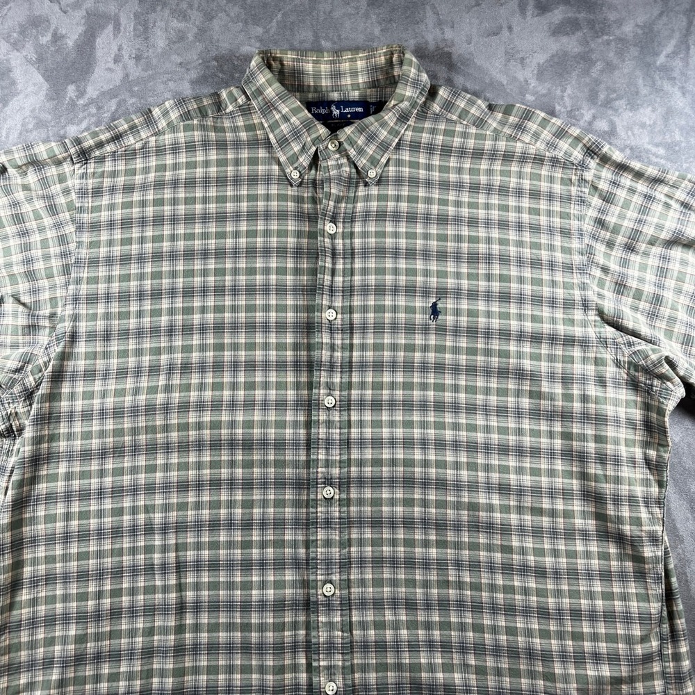 VTG Polo Ralph Lauren Blake Shirt Mens XL Green Plaid Button Down Long Sleeve - Picture 2 of 13